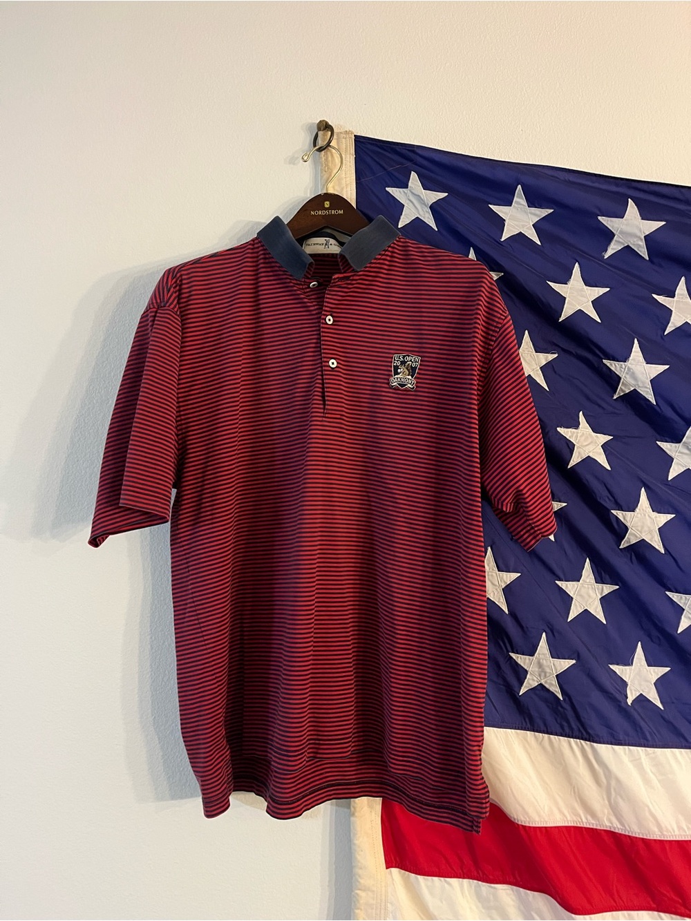 2007 US Open Oakmont Men's Red & Blue stripped polo